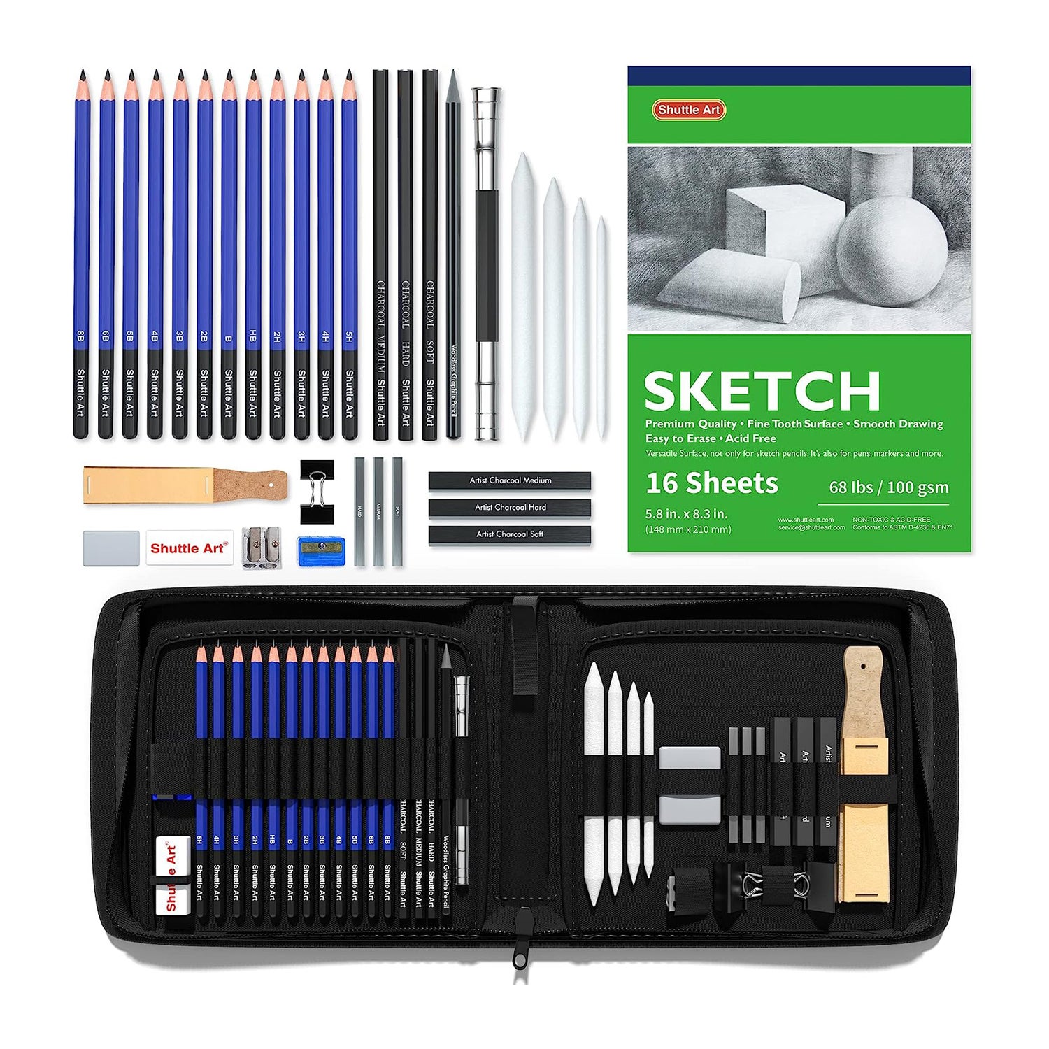 Shuttle Art Drawing Kit, 103 Pack Drawing Pencils Set, Sketching and Drawing  Art Set with Colored Pencils, Sketch and Graphite Pencils in Portable Case,  Drawing Supplies for Kids, Adults and Artists